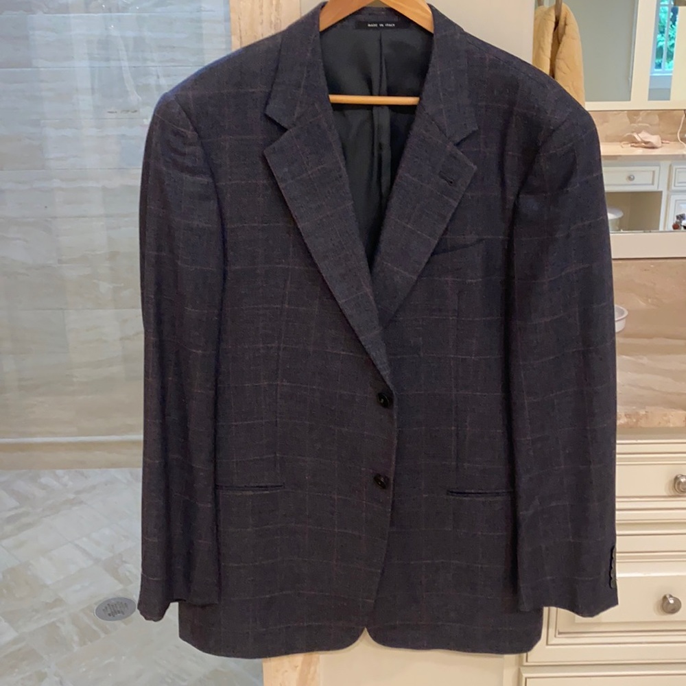 Armani collezioini sports coat grey with red checkers
